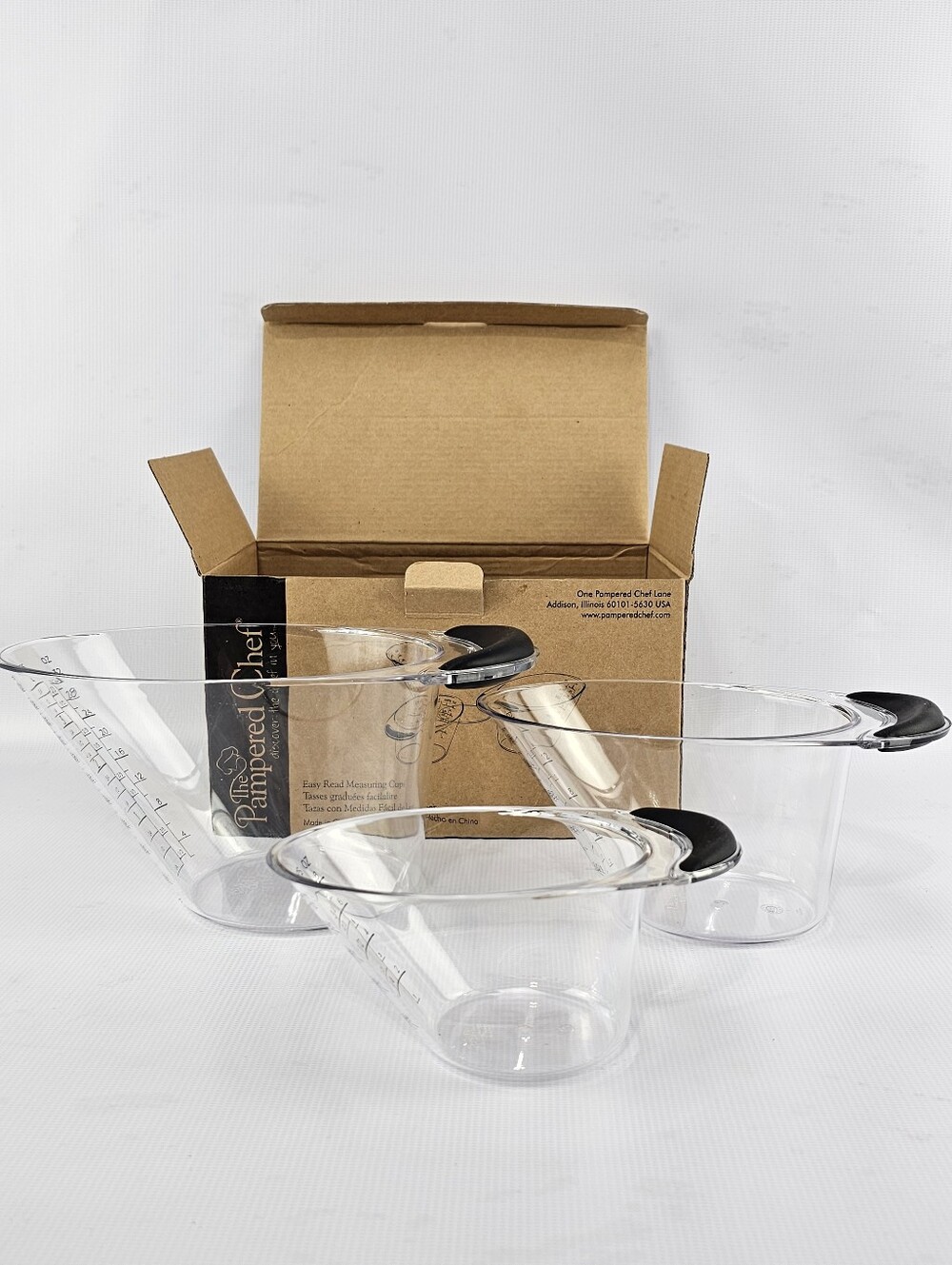Pampered Chef Easy Read Measuring Cups Clear (3)
